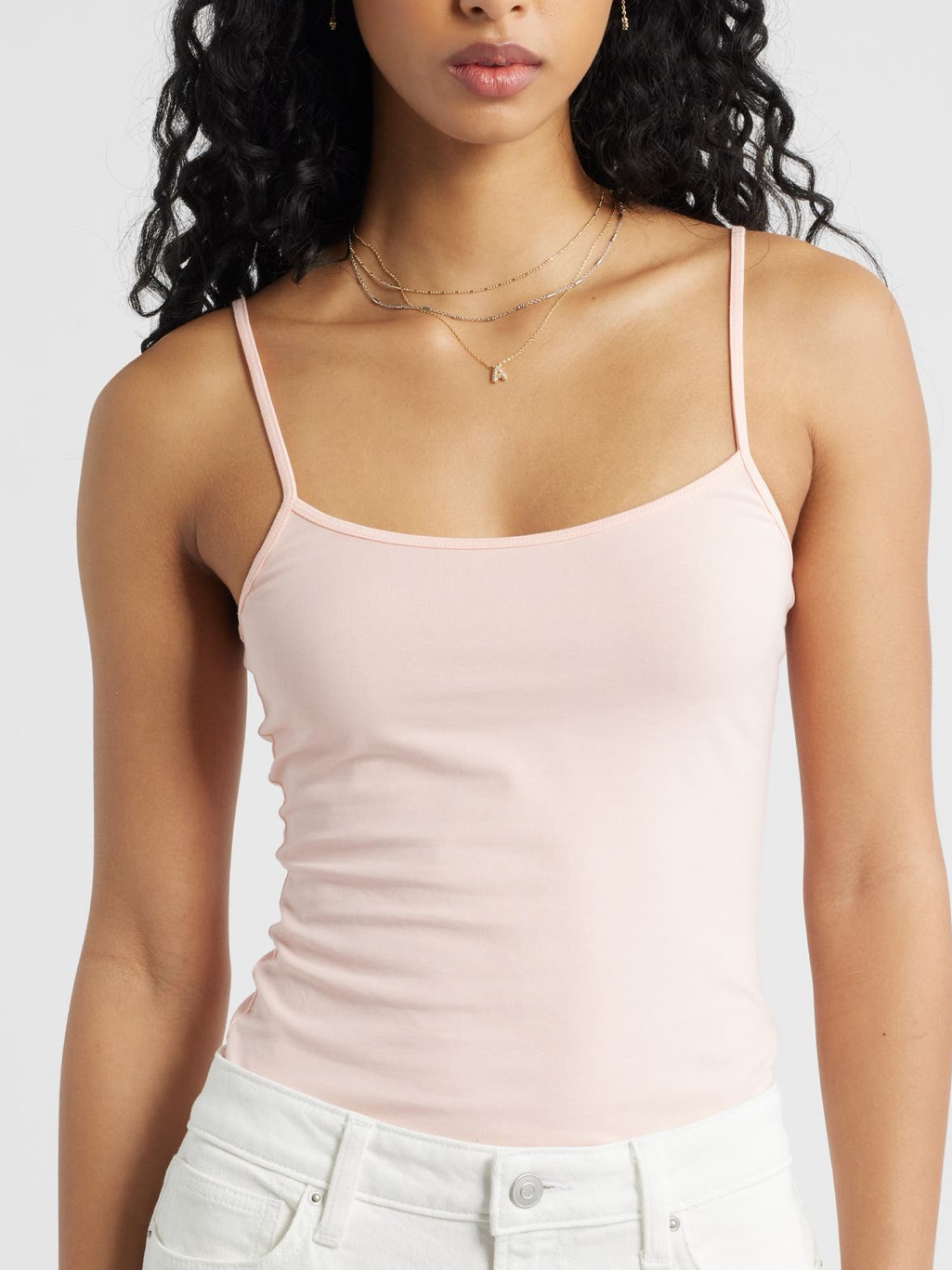 Anne Fontaine Pale Pink Spaghetti Strap Muscle Tank Size M 92% Polyamide